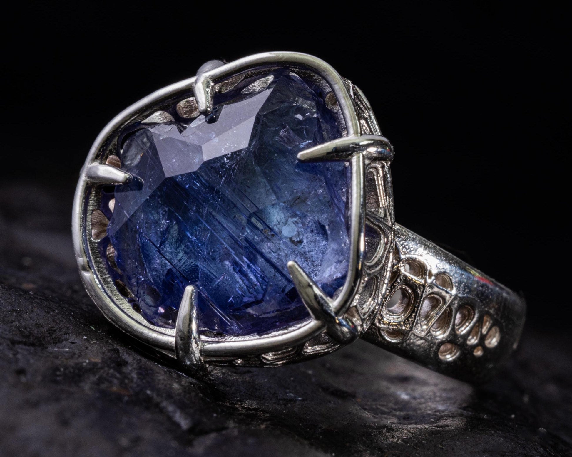Large Tanzanite Ring in Sterling Silver, Hand Set Statement Ring, One of a Kind 