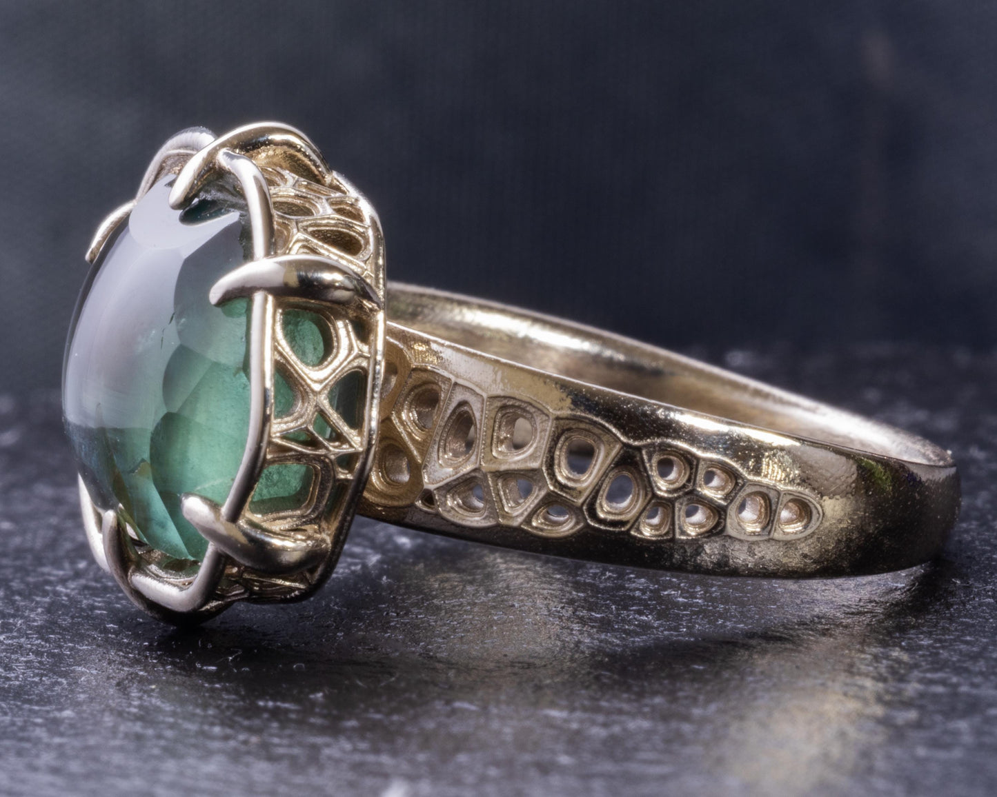 Montana Sapphire Ring 10.77ct Unheated | Hand Cut Gemstone | 14k White Gold | Teal Blue | Artisan Statement 