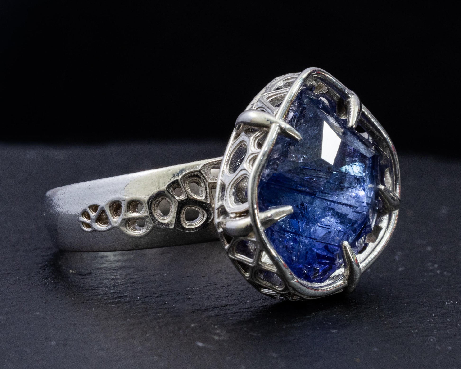 Large Tanzanite Ring in Sterling Silver, Hand Set Statement Ring, One of a Kind 