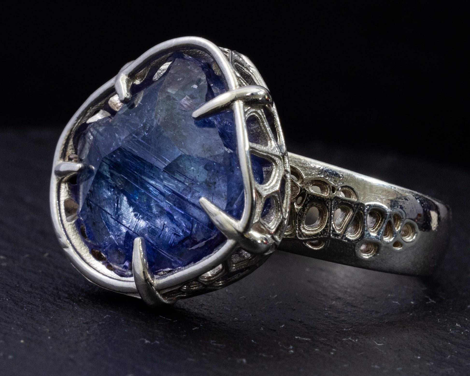Large Tanzanite Ring in Sterling Silver, Hand Set Statement Ring, One of a Kind 