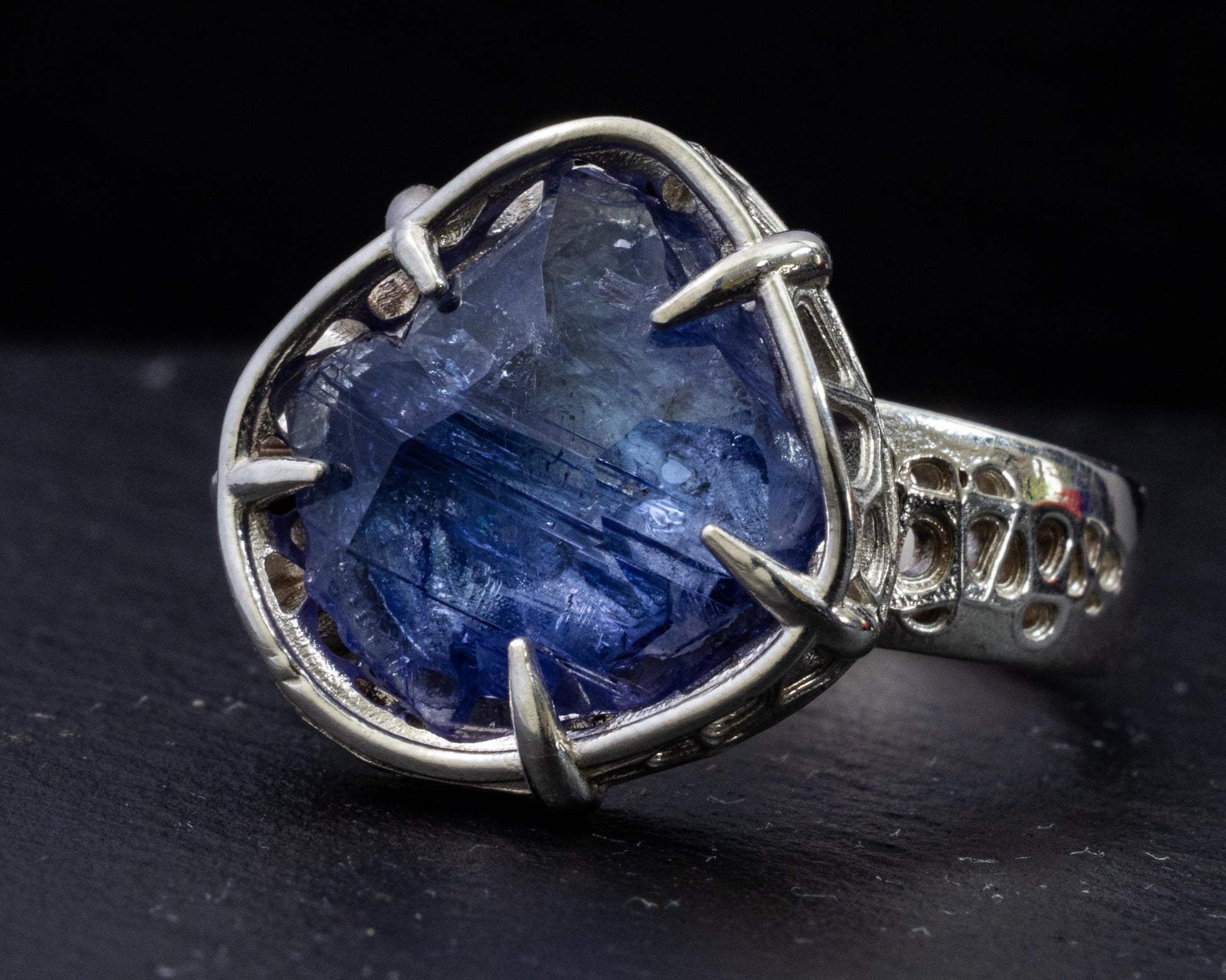 Large Tanzanite Ring in Sterling Silver, Hand Set Statement Ring, One of a Kind 