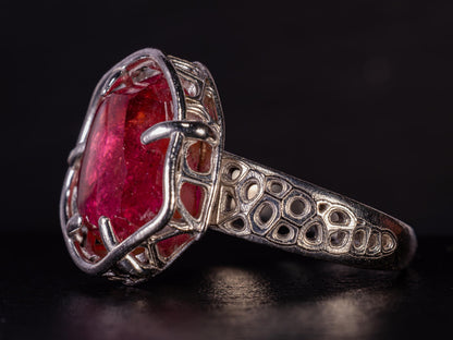 Portal Cut Pink Tourmaline Ring – Hand Cut Gemstone – Sterling Silver – One of a Kind – Size 8.5 
