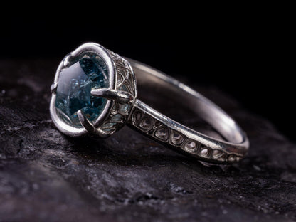 Portal Cut Montana Sapphire Ring – Blue Teal Sapphire – Sterling Silver – One of a Kind – Size 5.75 