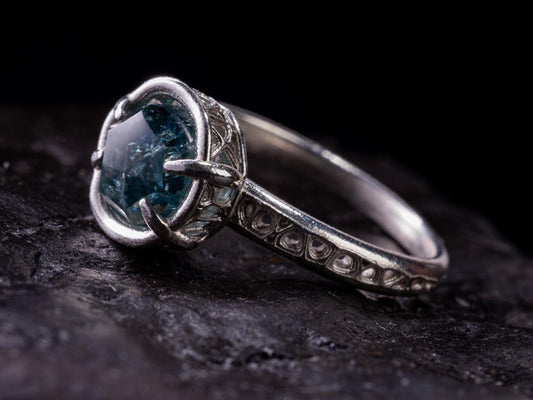 Portal Cut Montana Sapphire Ring – Blue Teal Sapphire – Sterling Silver – One of a Kind – Size 5.75 