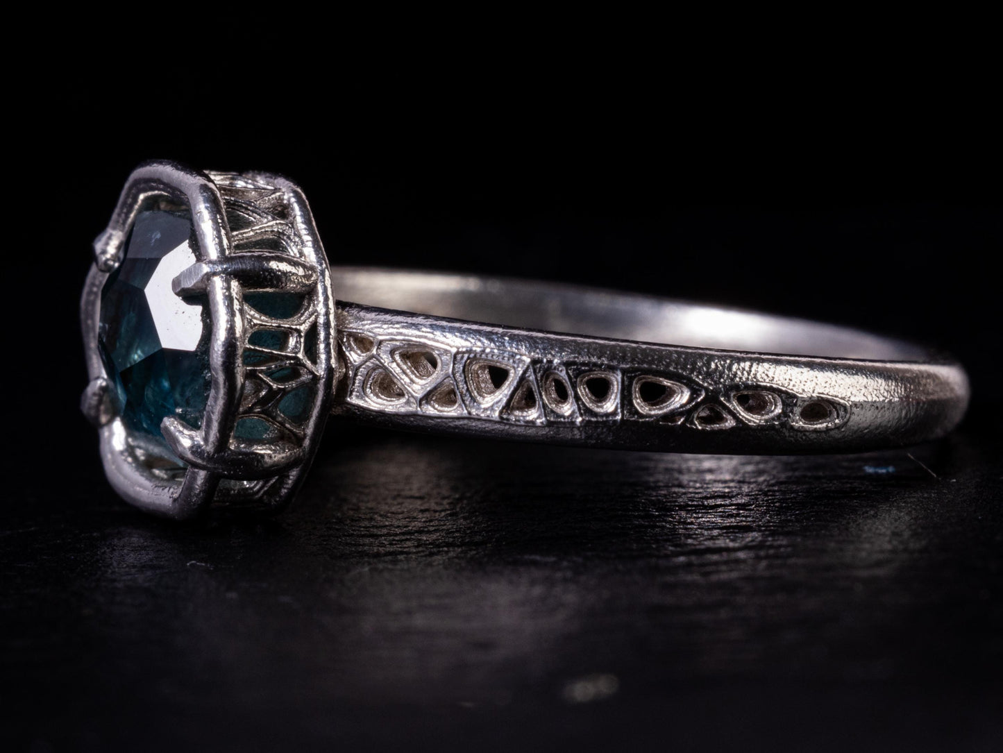 Montana Sapphire Ring – Teal Blue Sapphire in Sterling Silver – Size 7.5 – One of a Kind Artisan Ring 
