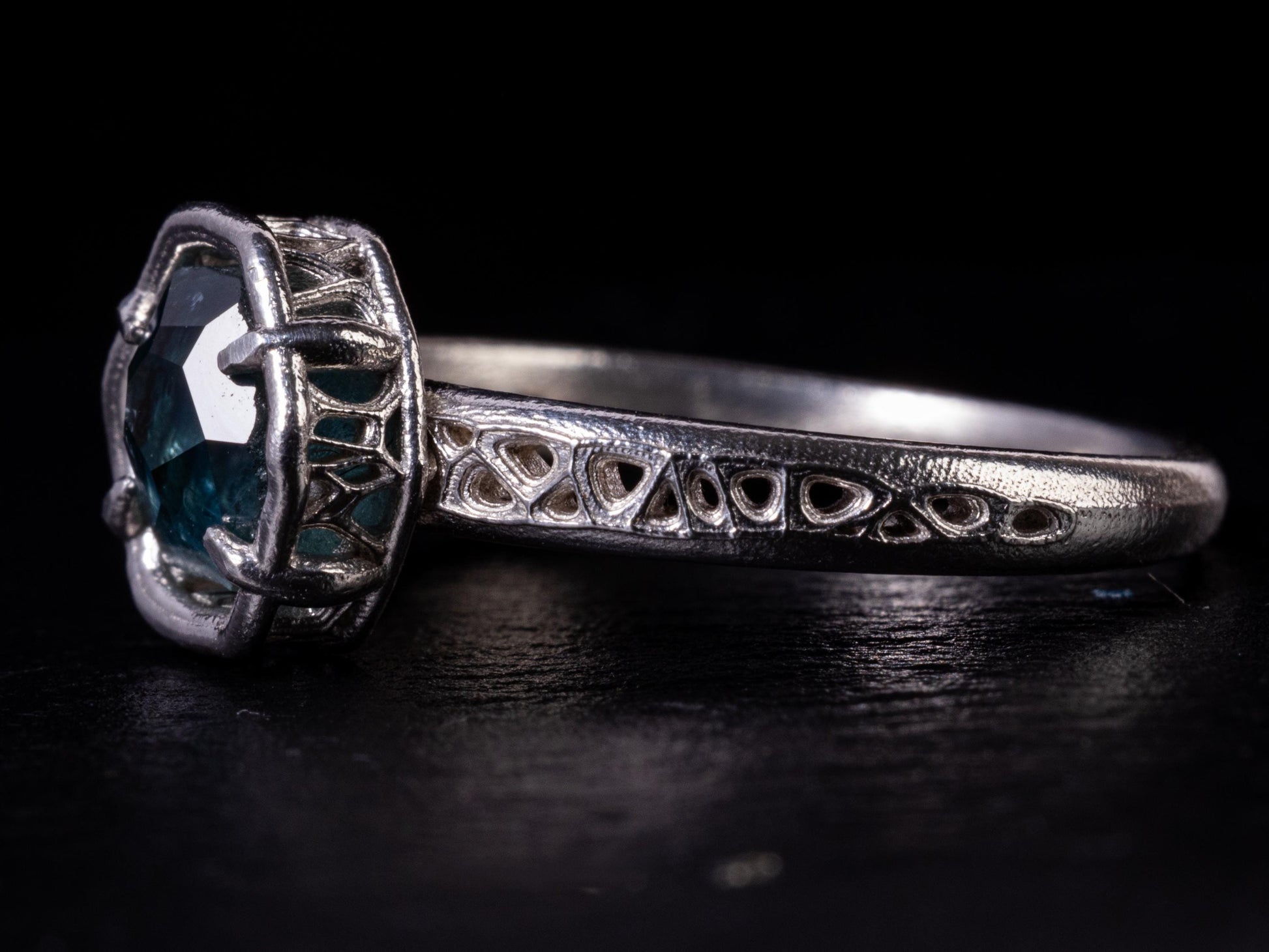 Montana Sapphire Ring – Teal Blue Sapphire in Sterling Silver – Size 7.5 – One of a Kind Artisan Ring 
