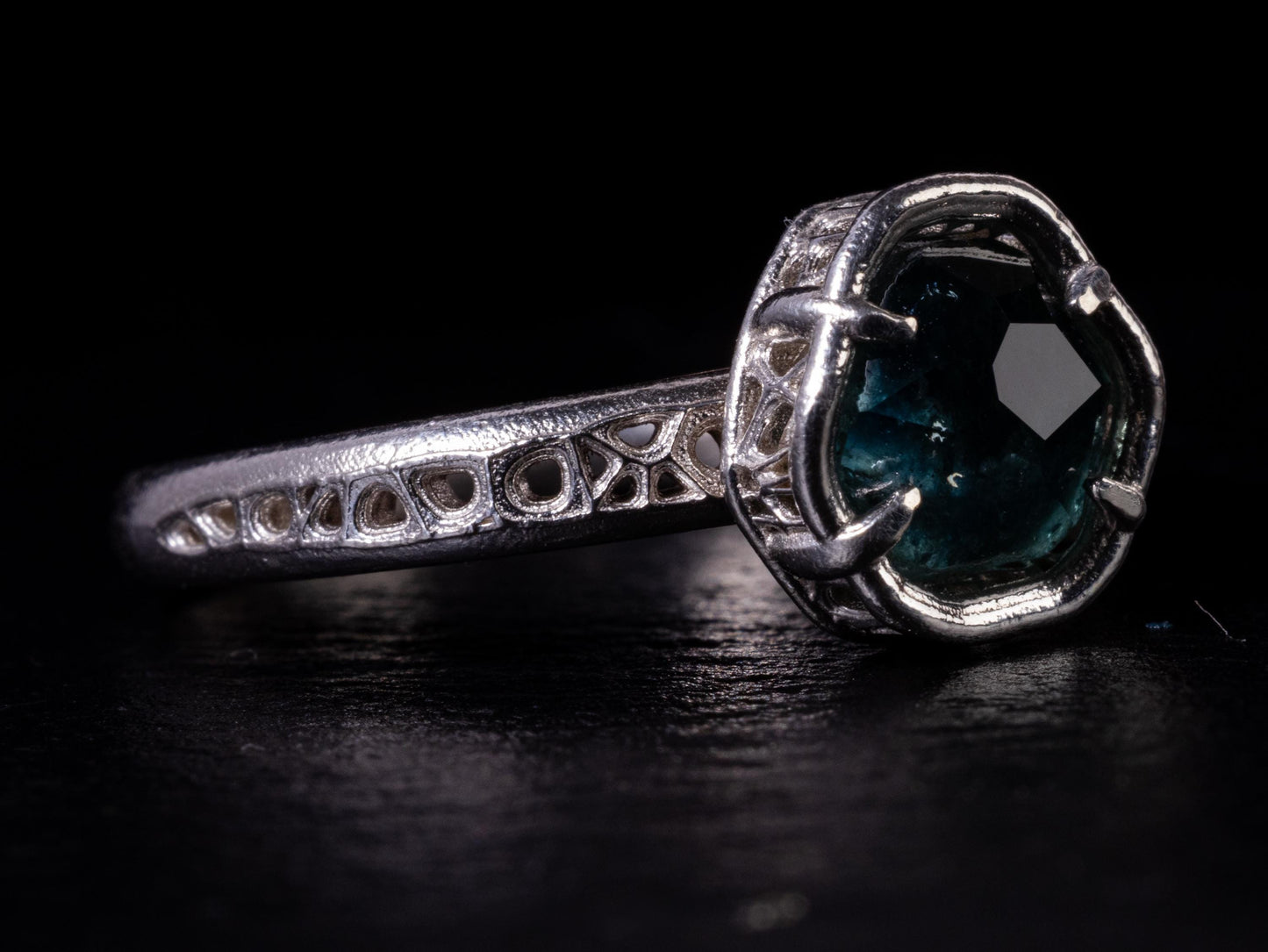 Montana Sapphire Ring – Teal Blue Sapphire in Sterling Silver – Size 7.5 – One of a Kind Artisan Ring 