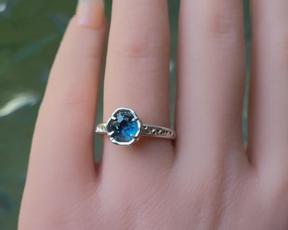 Montana Sapphire Ring – Teal Blue Sapphire in Sterling Silver – Size 7.5 – One of a Kind Artisan Ring 