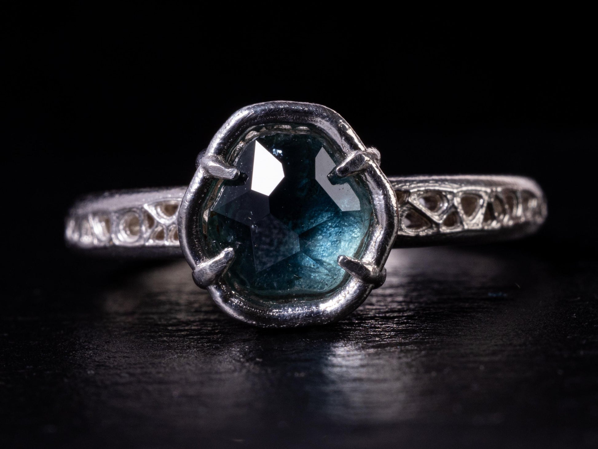 Montana Sapphire Ring – Teal Blue Sapphire in Sterling Silver – Size 7.5 – One of a Kind Artisan Ring 