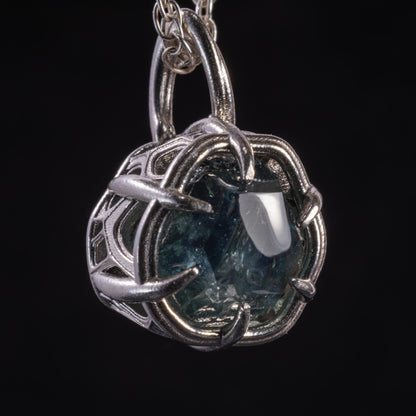 Montana Sapphire Pendant in Sterling Silver, Portal Cut, 6.18 Carat, Blue Green Stone, One of a Kind 