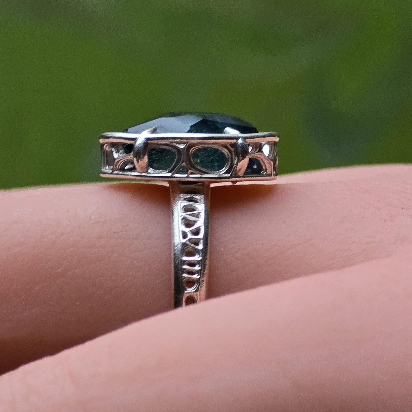 Montana Sapphire Ring Hand Cut Solitaire in Sterling Silver, item 1008 