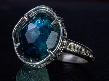 Montana Sapphire Ring Hand Cut Solitaire in Sterling Silver, item 1008 