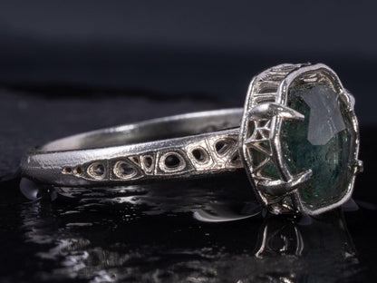 Montana Sapphire Ring in Sterling Silver, Blue Teal Gemstone, Size 7.25, Handmade Jewelry, Unique Engagement 