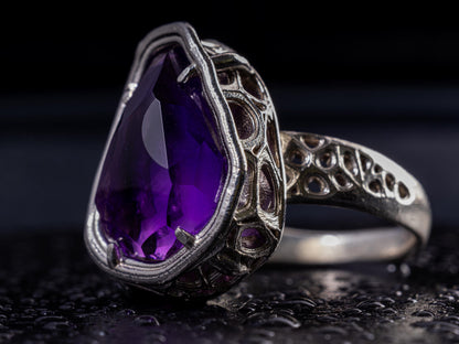Large Amethyst Statement Ring – Sterling Silver – Signature Portal Cut – OOAK 