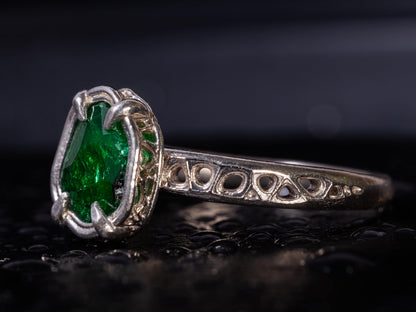 Hand-Cut Emerald Ring in Sterling Silver OOAK Artisan Gemstone Ring 