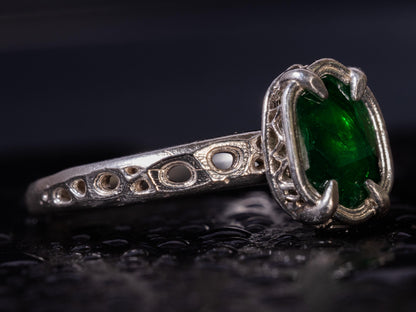 Hand-Cut Emerald Ring in Sterling Silver OOAK Artisan Gemstone Ring 