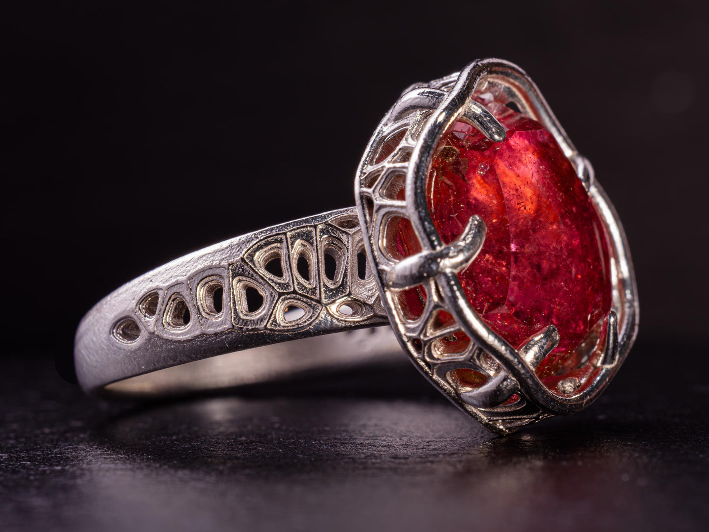 Portal Cut Pink Tourmaline Ring – Hand Cut Gemstone – Sterling Silver – One of a Kind – Size 8.5 