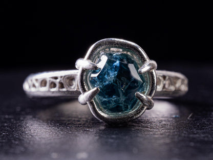 Portal Cut Montana Sapphire Ring – Blue Teal Sapphire – Sterling Silver – One of a Kind – Size 5.75 