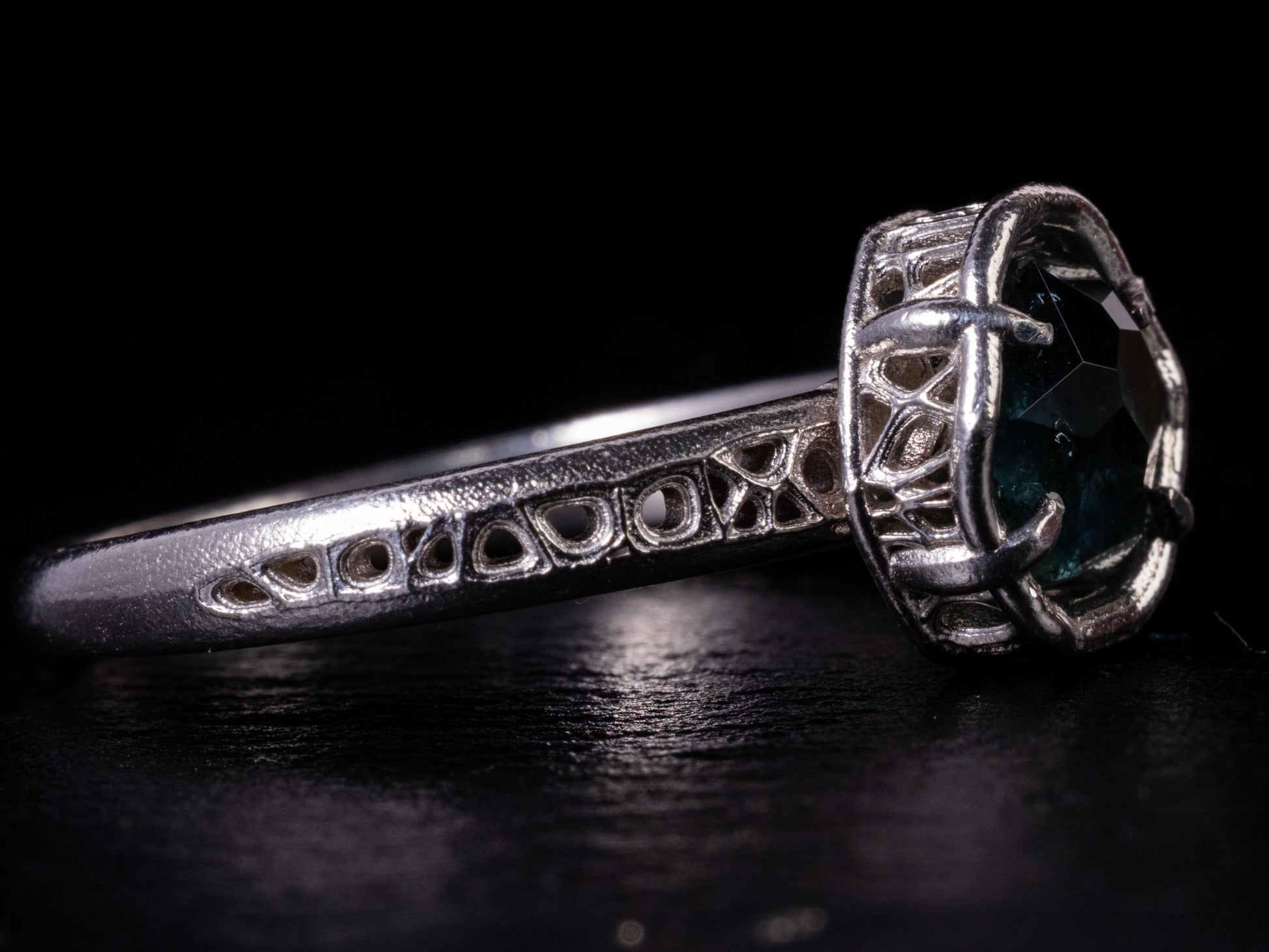 Montana Sapphire Ring – Teal Blue Sapphire in Sterling Silver – Size 7.5 – One of a Kind Artisan Ring 