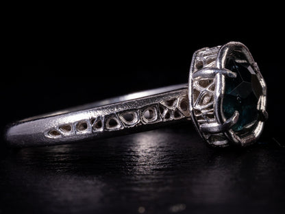 Montana Sapphire Ring – Teal Blue Sapphire in Sterling Silver – Size 7.5 – One of a Kind Artisan Ring 