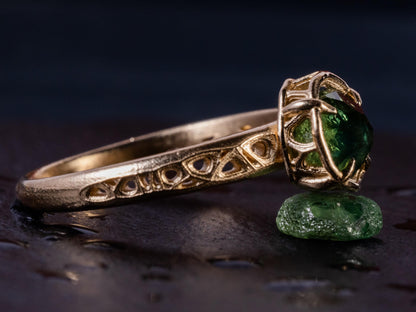 Green Montana Sapphire Ring in Solid 10k Gold, Handmade Sapphire Ring, Organic Fine Jewelry 