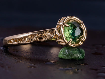 Green Montana Sapphire Ring in Solid 10k Gold, Handmade Sapphire Ring, Organic Fine Jewelry 