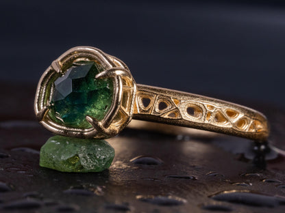 Green Montana Sapphire Ring in Solid 10k Gold, Handmade Sapphire Ring, Organic Fine Jewelry 