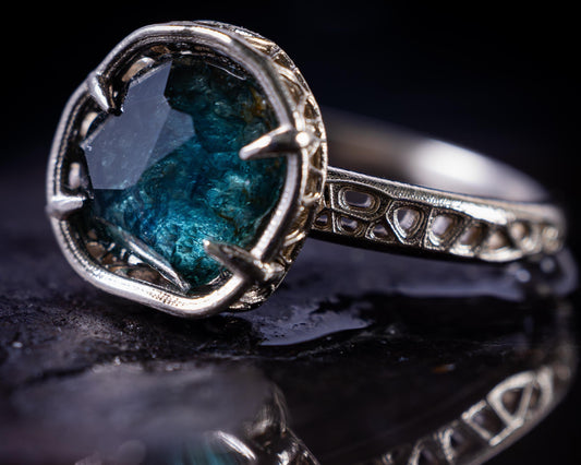 Montana Sapphire Ring in 14k White Gold, 3.14 Carat, 9mm Blue Sapphire, One of a Kind 