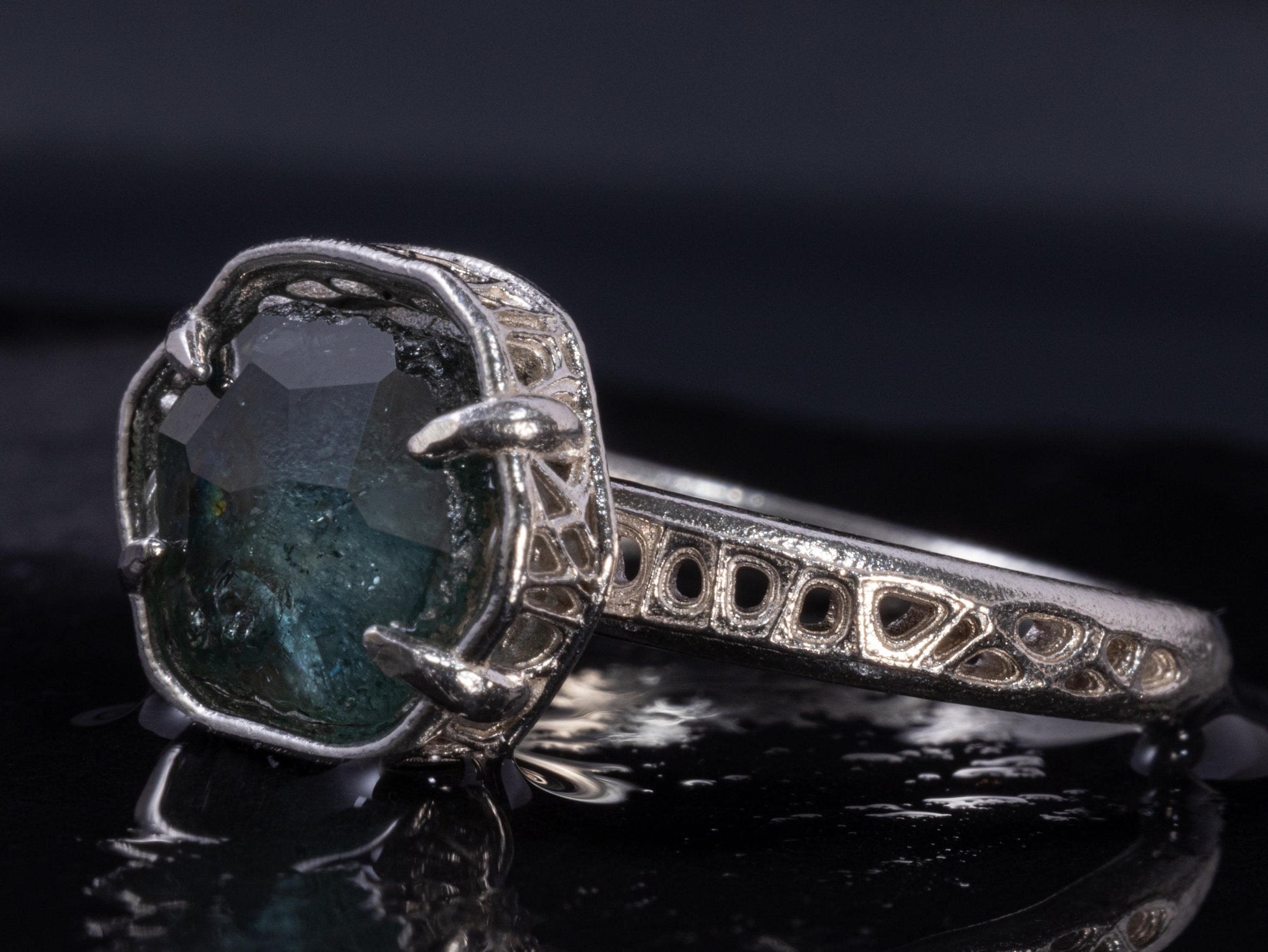Montana Sapphire Ring in Sterling Silver, Blue Teal Gemstone, Size 7.25, Handmade Jewelry, Unique Engagement 