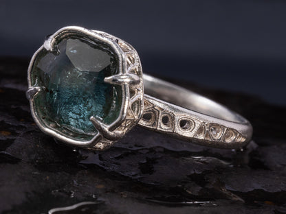 Montana Sapphire Ring in Sterling Silver, Blue Teal Gemstone, Size 7.25, Handmade Jewelry, Unique Engagement 