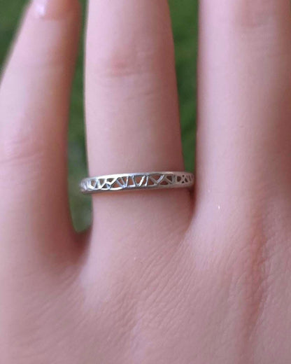 Sterling Silver Band Ring with Organic Lattice Texture item 1029 