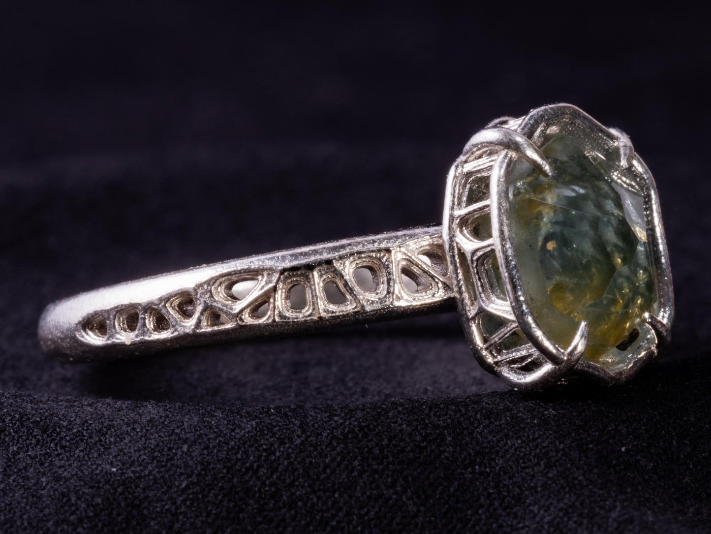 Montana Sapphire Ring Sterling Silver, Unheated Parti Blue Yellow Sapphire, Size 7.25, Handmade Rustic Ring 