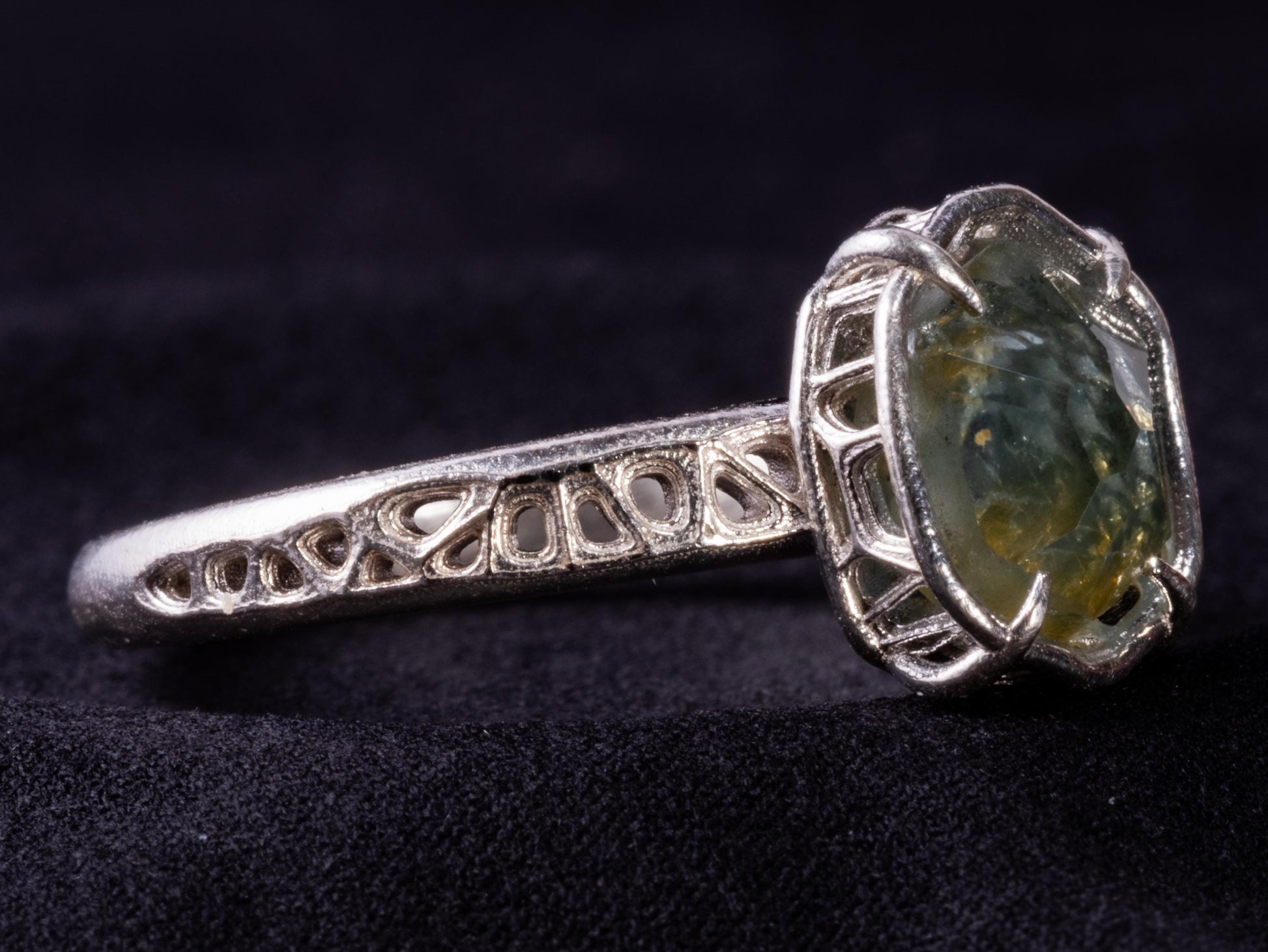 Montana Sapphire Ring Sterling Silver, Unheated Parti Blue Yellow Sapphire, Size 7.25, Handmade Rustic Ring 