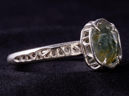Montana Sapphire Ring Sterling Silver, Unheated Parti Blue Yellow Sapphire, Size 7.25, Handmade Rustic Ring 