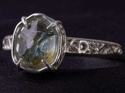 Montana Sapphire Ring Sterling Silver, Unheated Parti Blue Yellow Sapphire, Size 7.25, Handmade Rustic Ring 