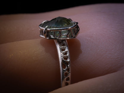 Montana Sapphire Ring Sterling Silver, Unheated Parti Blue Yellow Sapphire, Size 7.25, Handmade Rustic Ring 
