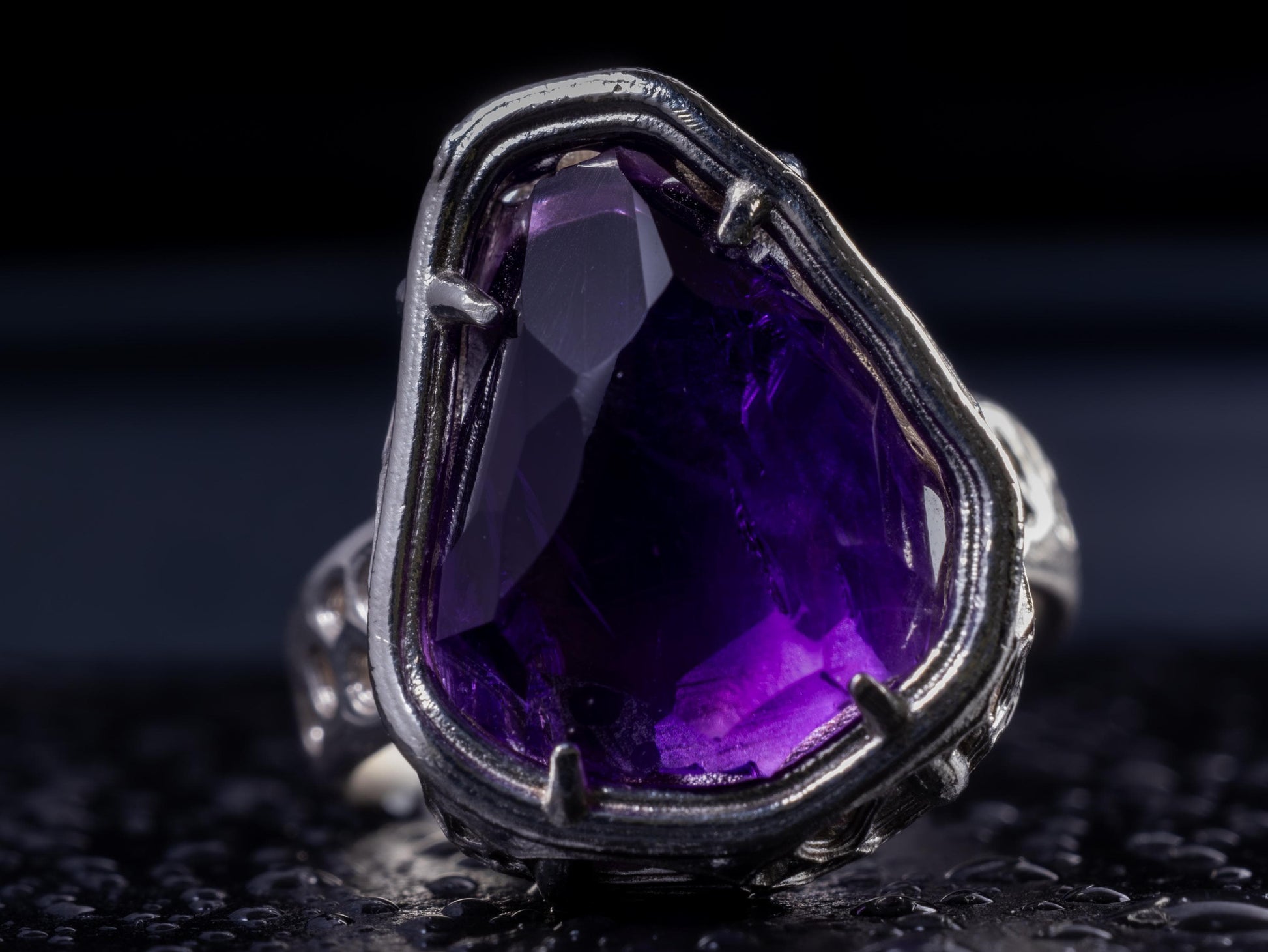 Large Amethyst Statement Ring – Sterling Silver – Signature Portal Cut – OOAK 