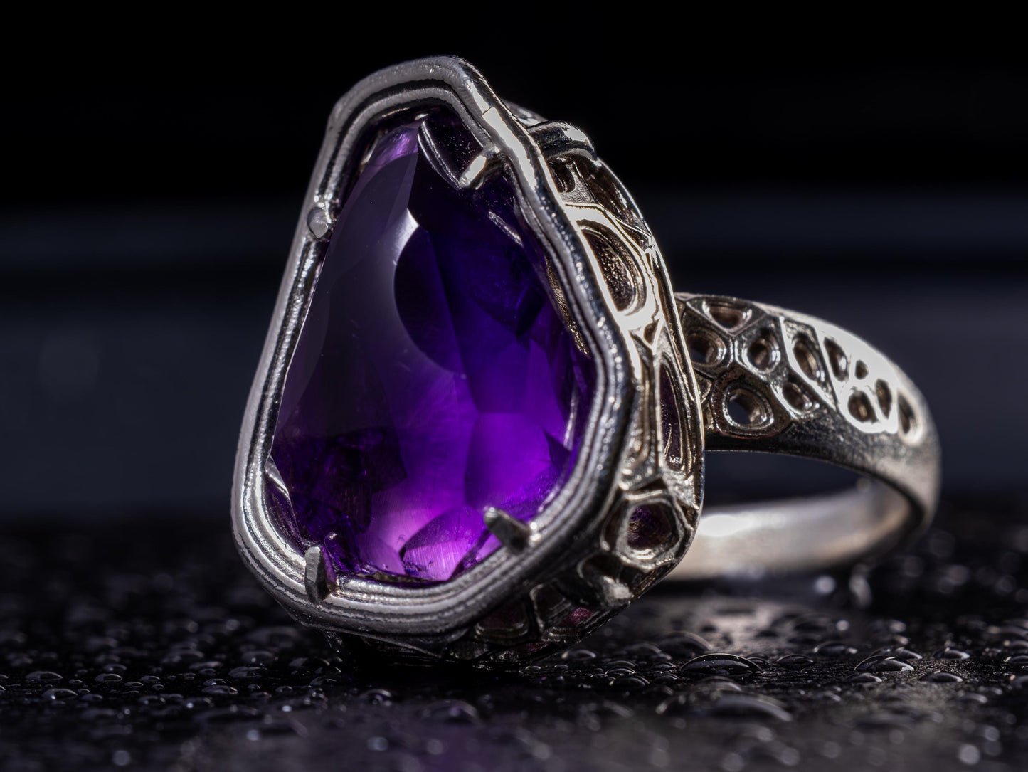 Large Amethyst Statement Ring – Sterling Silver – Signature Portal Cut – OOAK 