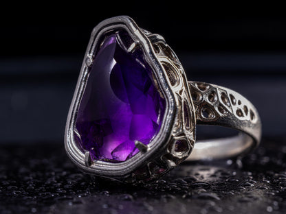 Large Amethyst Statement Ring – Sterling Silver – Signature Portal Cut – OOAK 