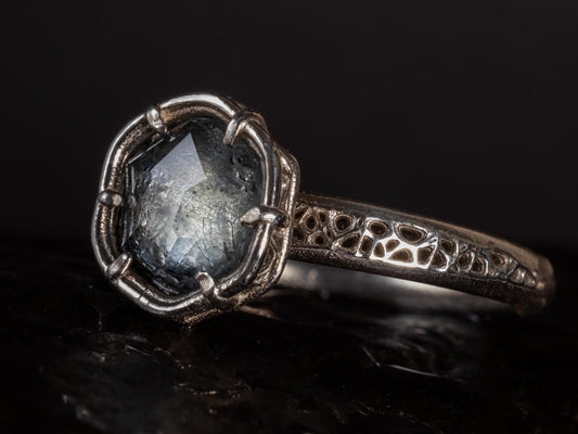 Hand Cut Montana Sapphire Ring in Sterling Silver | One of a Kind Artisan Sapphire Ring | Natural Blue Sapphire | Size 7.25 