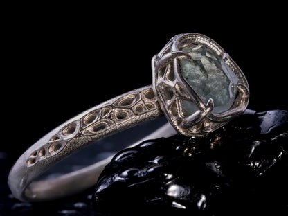 Unheated Montana Sapphire Ring in 14k White Gold | One of a Kind Organic Sapphire Ring | Size 7.25 
