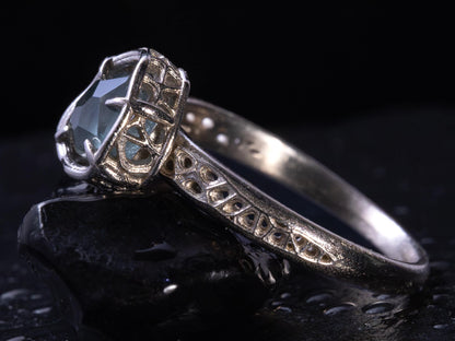 Unheated Montana Sapphire Ring in 14k White Gold | One of a Kind Organic Sapphire Ring | Size 7.25 