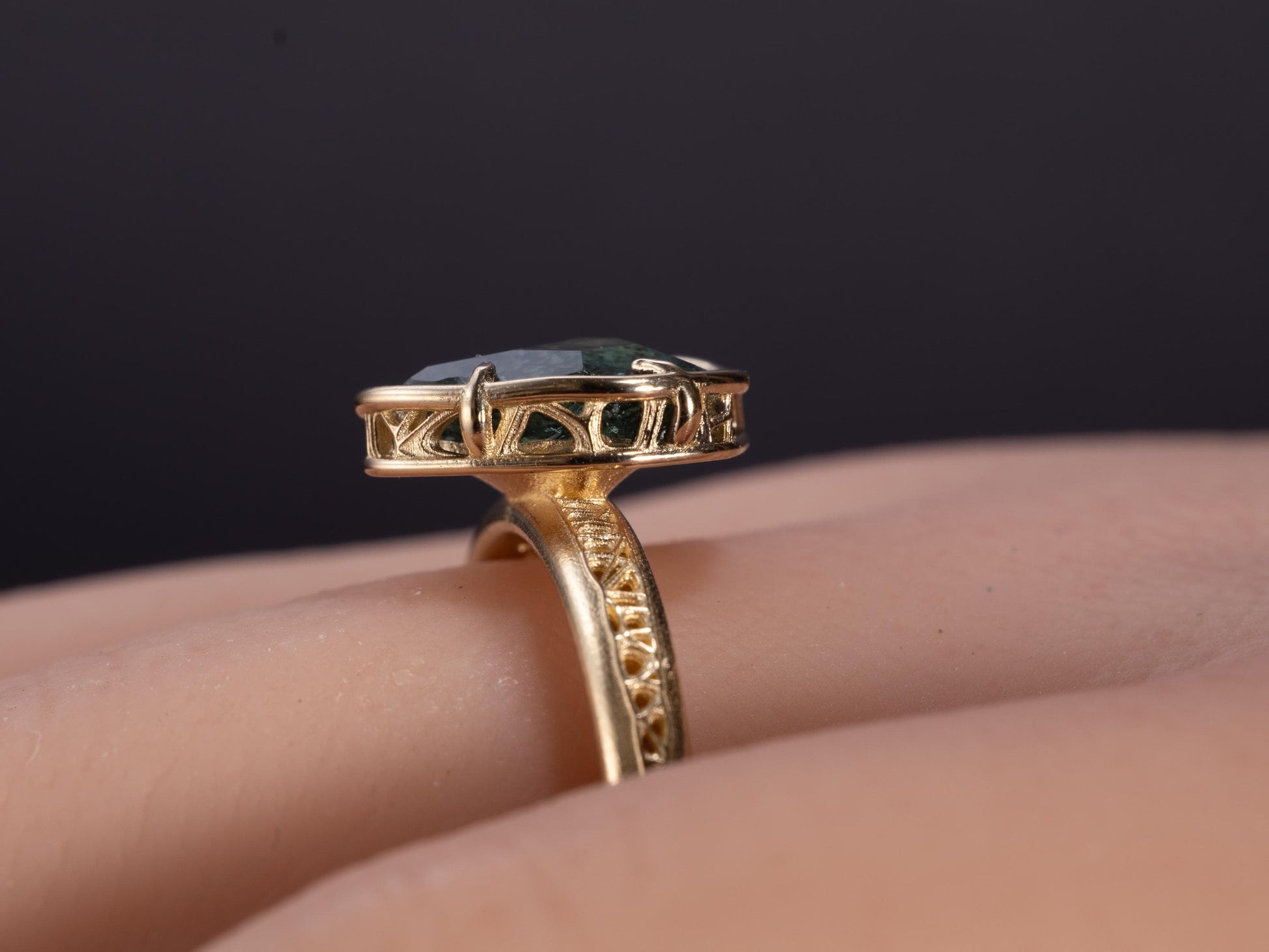 Hand Cut Montana Sapphire Ring in 14k Gold | Unheated Sapphire Engagement Ring | One of a Kind Artisan Ring | Size 8.25 