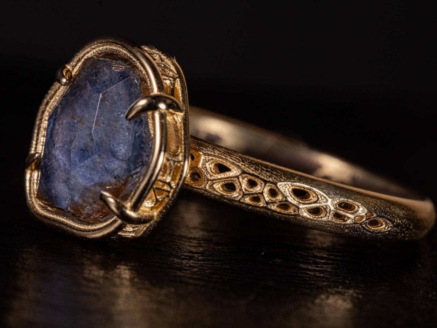 Hand Cut Montana Sapphire Ring in 14K Gold | One of a Kind Cornflower Blue Sapphire 