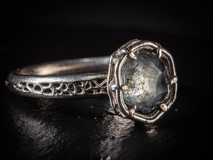 Hand Cut Montana Sapphire Ring in Sterling Silver | One of a Kind Artisan Sapphire Ring | Natural Blue Sapphire | Size 7.25 