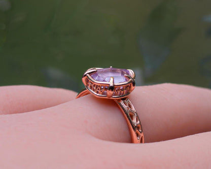 Natural Pink Spinel Ring in 10K Rose Gold, One of a Kind Organic Gemstone Ring, Size 7.25 