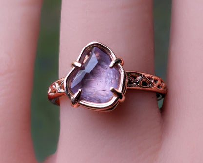 Natural Pink Spinel Ring in 10K Rose Gold, One of a Kind Organic Gemstone Ring, Size 7.25 