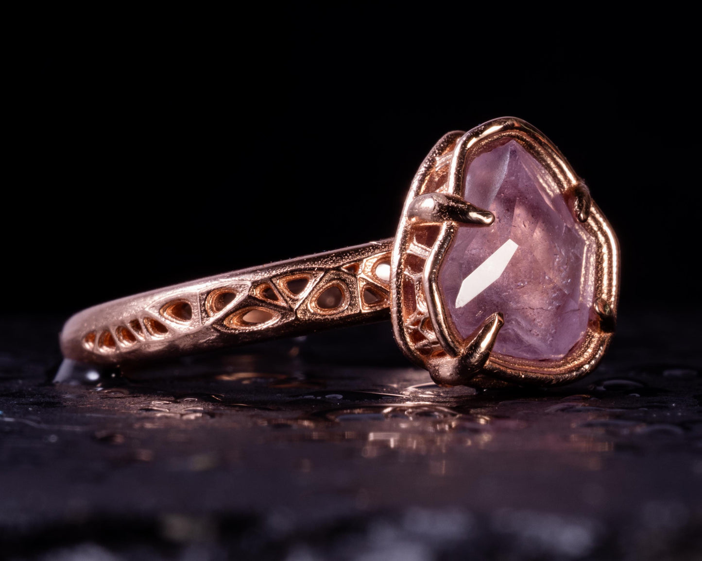 Natural Pink Spinel Ring in 10K Rose Gold, One of a Kind Organic Gemstone Ring, Size 7.25 