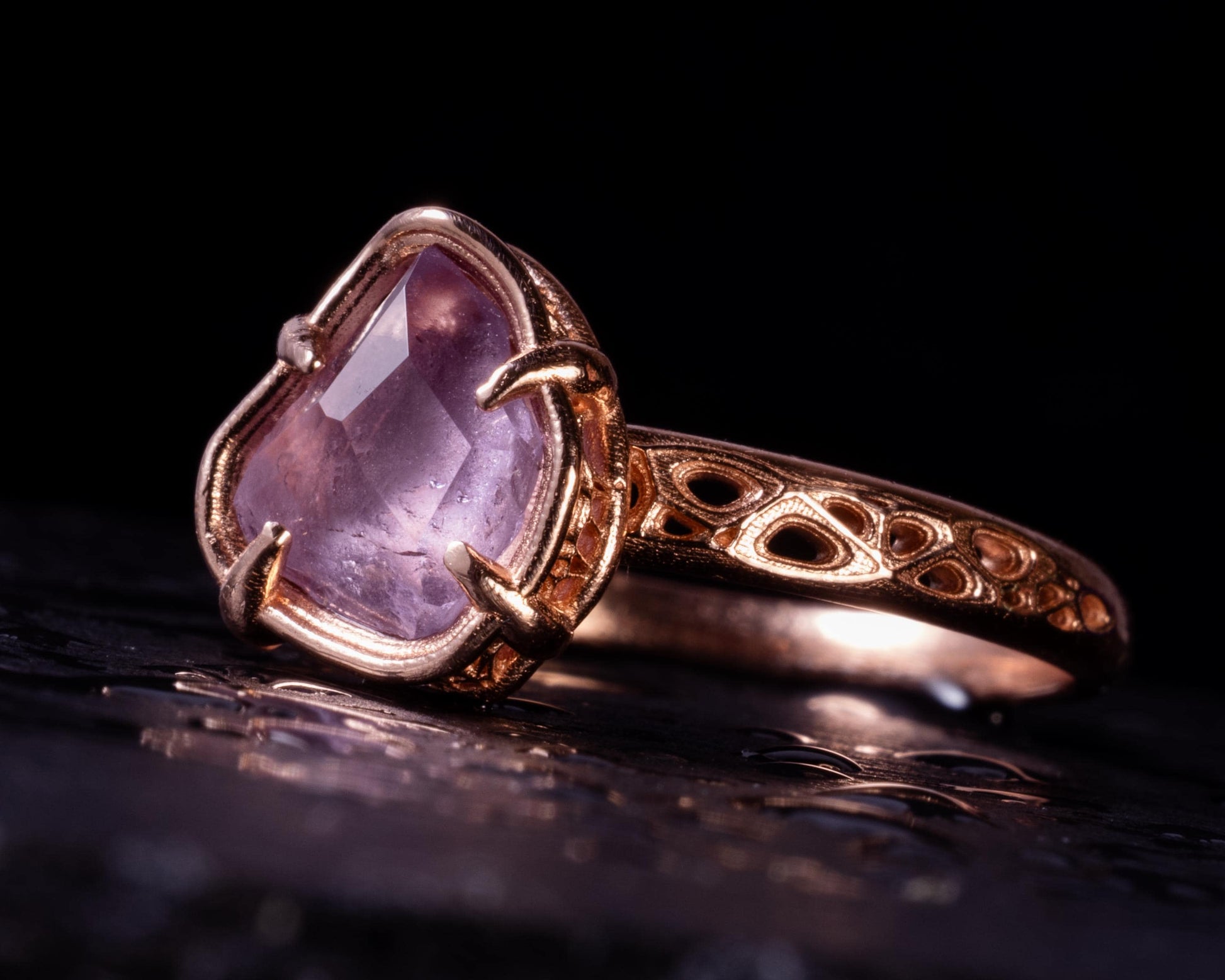 Natural Pink Spinel Ring in 10K Rose Gold, One of a Kind Organic Gemstone Ring, Size 7.25 