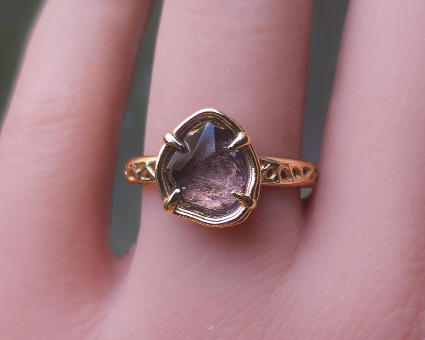 Natural Lavender Spinel Ring in 14K Gold, One of a Kind Organic Gemstone Ring 